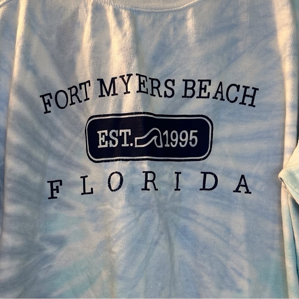 Fort Myers beach Florida blue tie dye long sleeve sweatshirt women’s medium - Picture 3 of 5